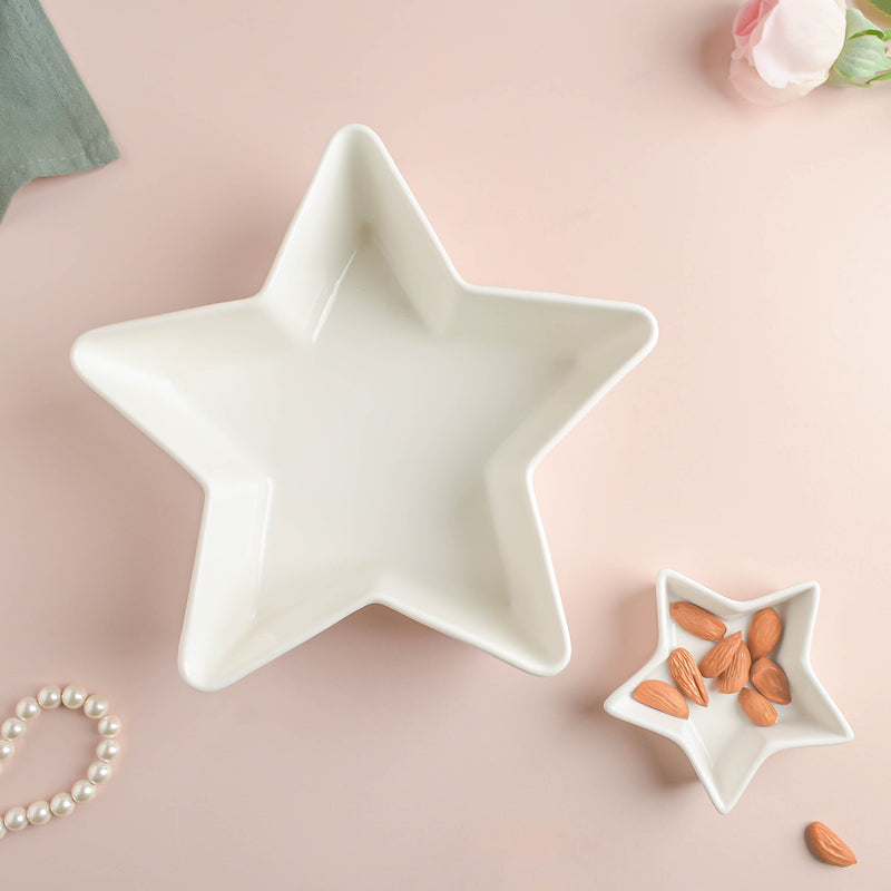 Riona Star Ceramic Bowl White - Bowl, ceramic bowl, dip bowls, chutney bowl, dip bowls ceramic | Bowls for dining table & home decor 