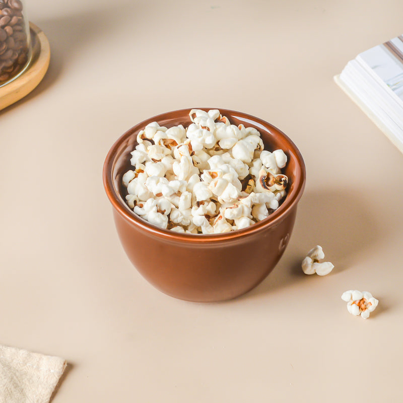 Riona Ceramic Snack Bowl Brown 300 ml - Bowl,ceramic bowl, snack bowls, curry bowl, popcorn bowls | Bowls for dining table & home decor