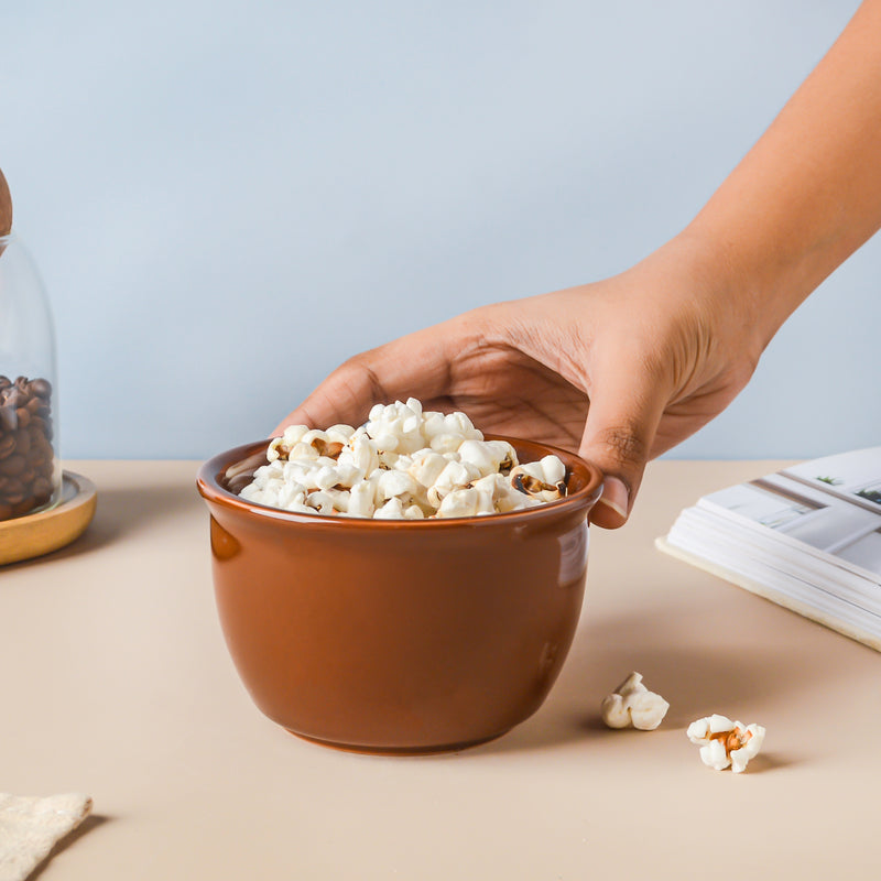 Riona Ceramic Snack Bowl Brown 300 ml - Bowl,ceramic bowl, snack bowls, curry bowl, popcorn bowls | Bowls for dining table & home decor