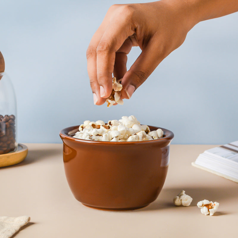 Riona Ceramic Snack Bowl Brown 300 ml - Bowl,ceramic bowl, snack bowls, curry bowl, popcorn bowls | Bowls for dining table & home decor