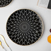 Trellis Gloss Ceramic Dinner Plate Black White Rim 10 Inch - Serving plate, snack plate, ceramic dinner plates| Plates for dining table & home decor