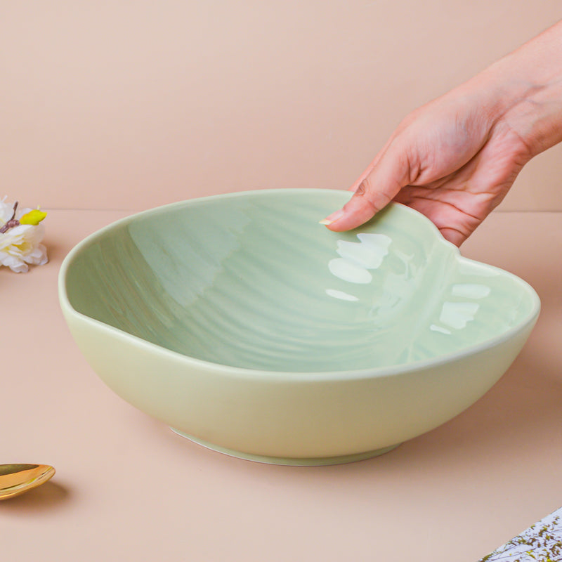 Taro Leaf Serving Bowl 9 Inch - Bowl, ceramic bowl, serving bowls, noodle bowl, salad bowls, bowl for snacks, large serving bowl | Bowls for dining table & home decor
