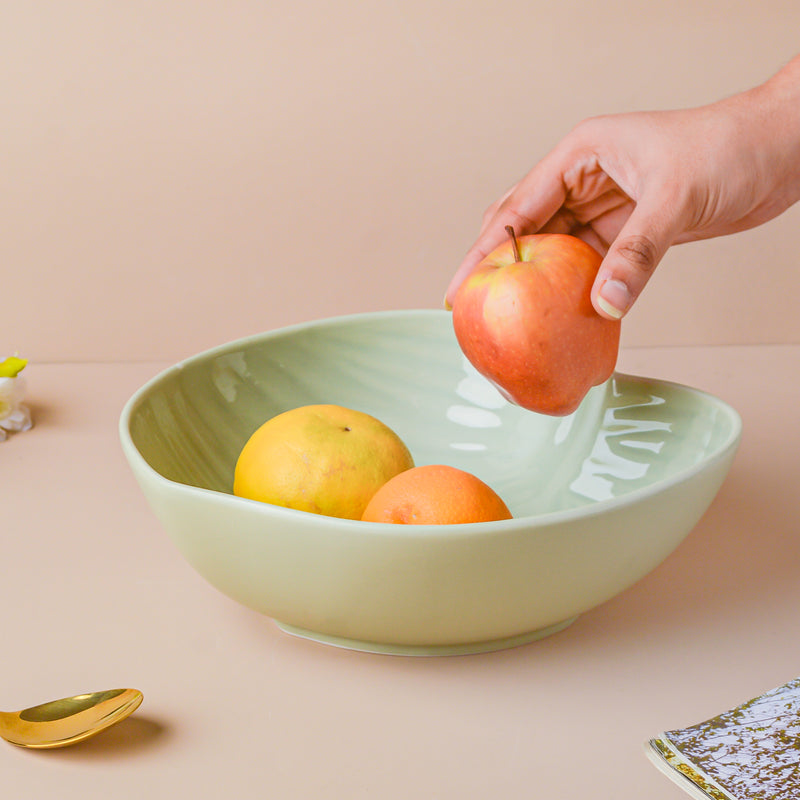 Taro Leaf Serving Bowl 9 Inch - Bowl, ceramic bowl, serving bowls, noodle bowl, salad bowls, bowl for snacks, large serving bowl | Bowls for dining table & home decor