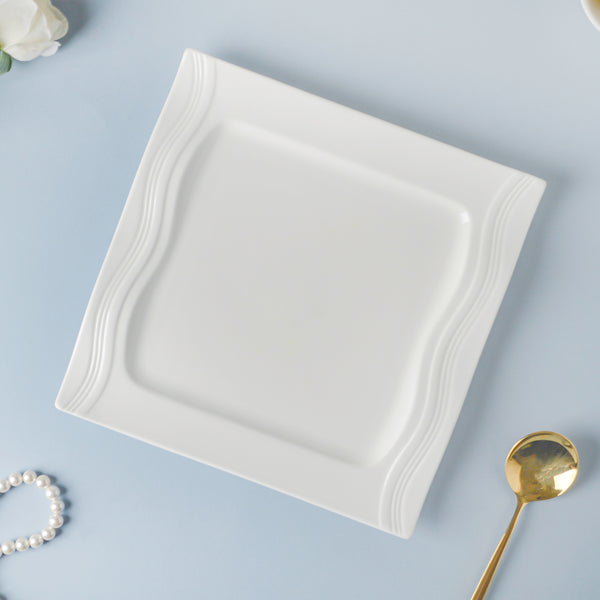 Riona Square Ceramic Snack Plate White - Serving plate, snack plate, dessert plate | Plates for dining & home decor