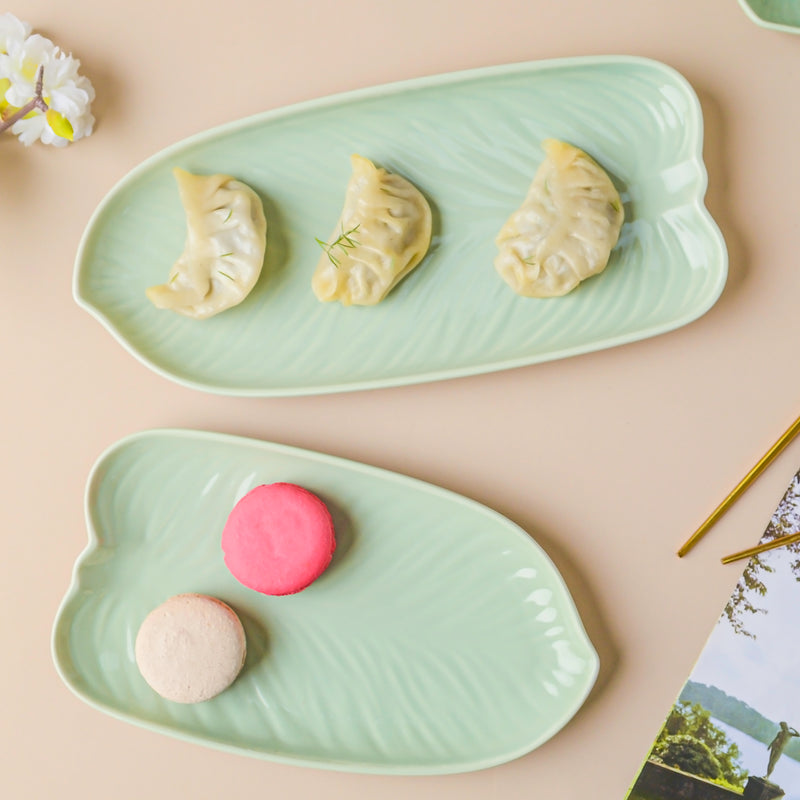 Taro Leaf Platter 10 Inch - Ceramic platter, serving platter, fruit platter | Plates for dining table & home decor