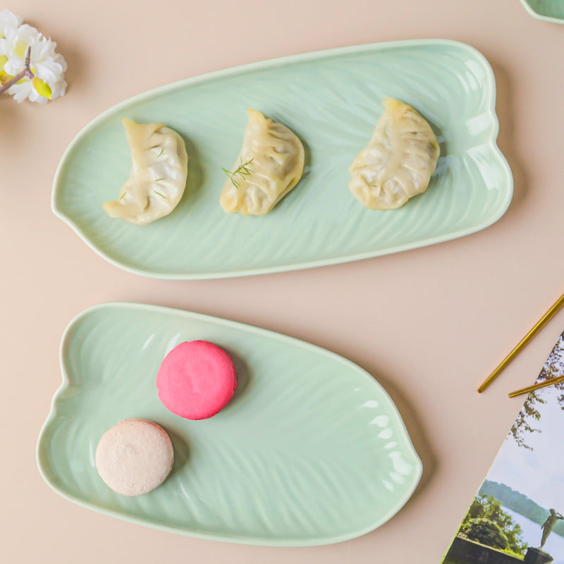 Taro Leaf Platter Large 11.5 Inch - Ceramic platter, serving platter, fruit platter | Plates for dining table & home decor