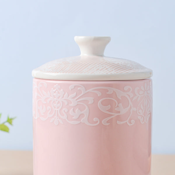 Riona Floral Ceramic Canister Pink