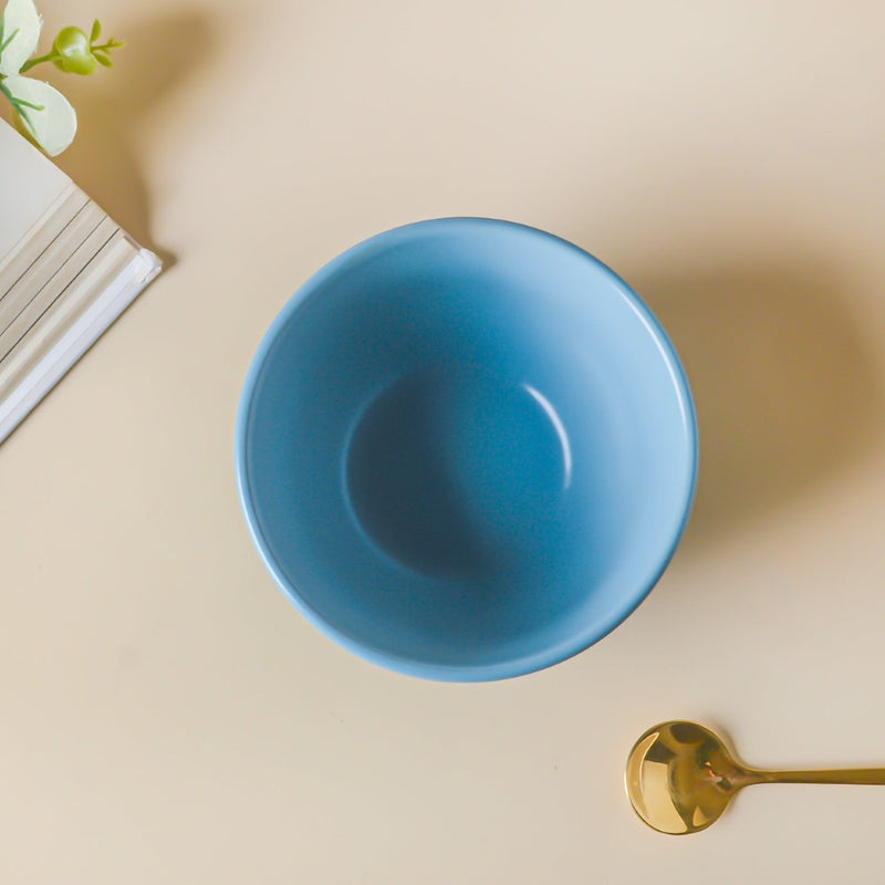 Riona Textured Ceramic Side Bowl Blue 200 ml - Bowl,ceramic bowl, snack bowls, curry bowl, popcorn bowls | Bowls for dining table & home decor
