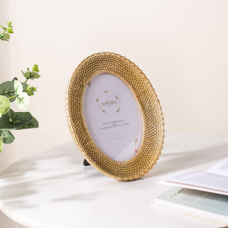 Golden Oval Photo Frame - Picture frames and photo frames online | Living room decoration items