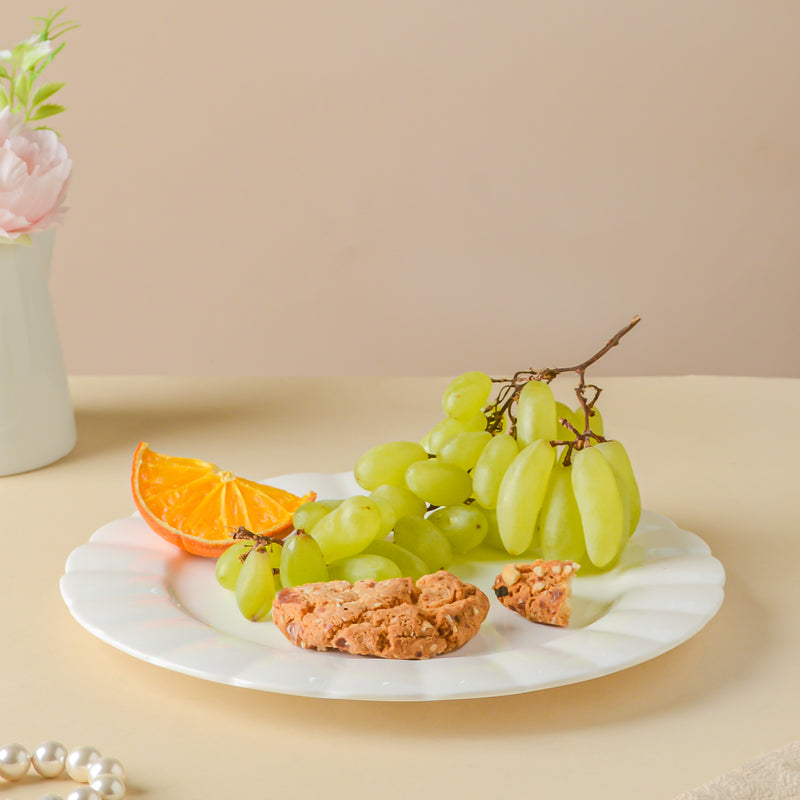 Riona Flower Ceramic Snack Plate 7 Inch White - Serving plate, snack plate, dessert plate | Plates for dining & home decor
