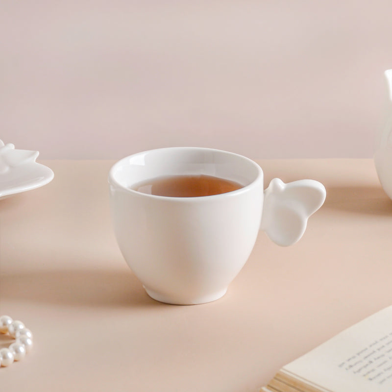 Riona Ceramic Butterfly Cup White- Tea cup, coffee cup, cup for tea | Cups and Mugs for Office Table & Home Decoration