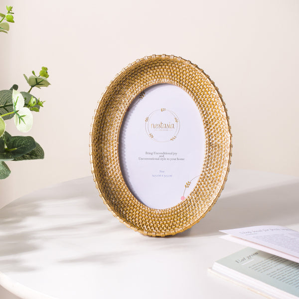 Golden Oval Photo Frame - Picture frames and photo frames online | Living room decoration items
