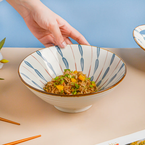 Mizo Teardrop Ceramic Ramen Bowl 900 ml - Soup bowl, ceramic bowl, ramen bowl, serving bowls, salad bowls, noodle bowl | Bowls for dining table & home decor