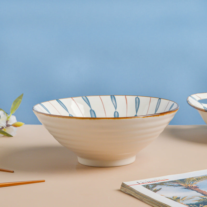 Mizo Teardrop Ceramic Ramen Bowl 900 ml - Soup bowl, ceramic bowl, ramen bowl, serving bowls, salad bowls, noodle bowl | Bowls for dining table & home decor
