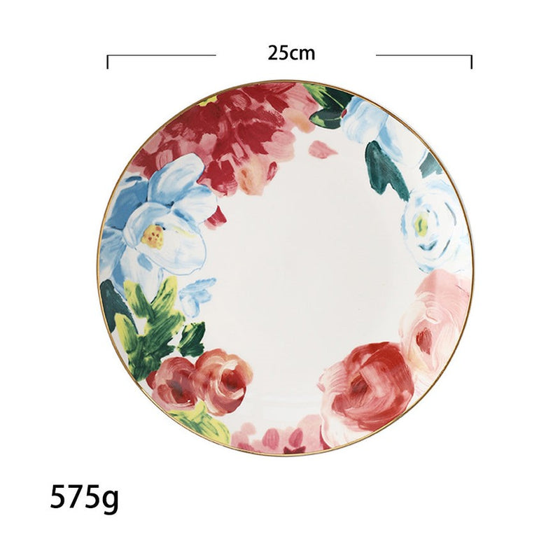 Floral Dinner Plate - Serving plate, lunch plate, ceramic dinner plates| Plates for dining table & home decor