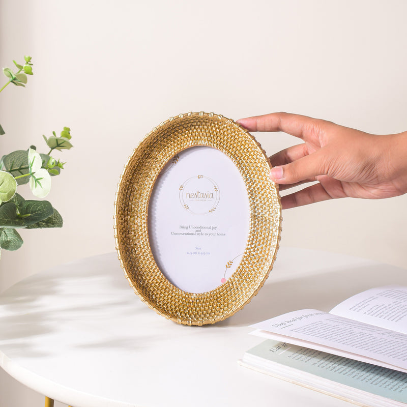 Golden Oval Photo Frame - Picture frames and photo frames online | Living room decoration items