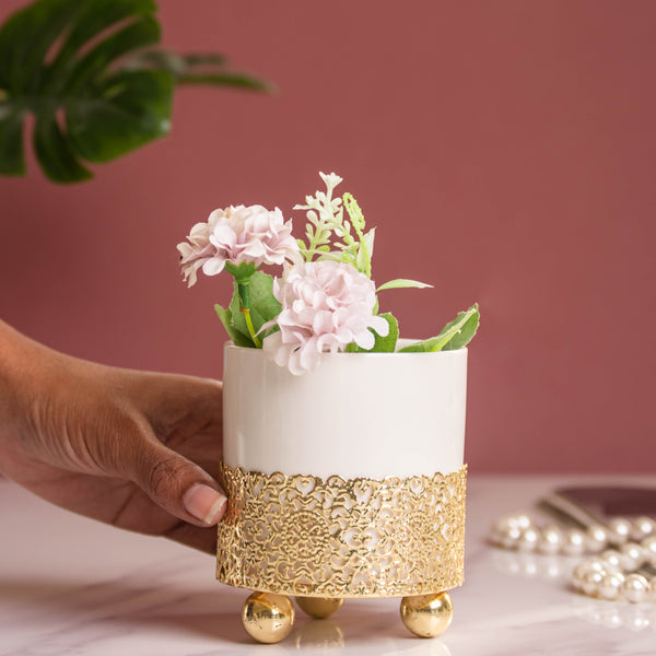Clay Flower Desk Pot - Indoor planters and flower pots | Home decor items