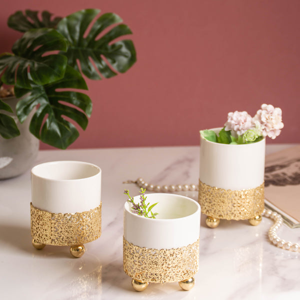 Clay Flower Desk Pot - Indoor planters and flower pots | Home decor items