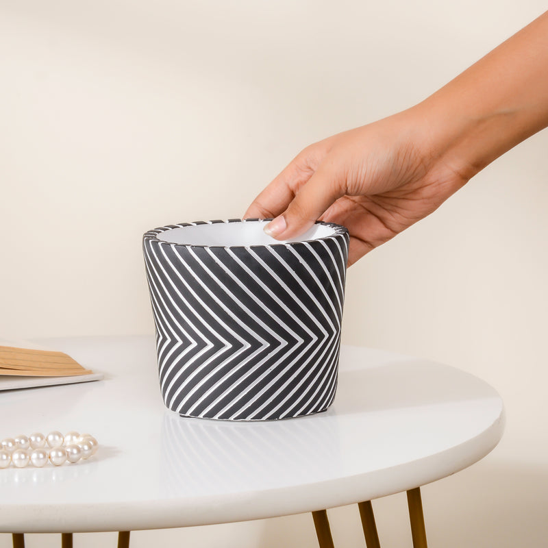Horizontal Chevron Pot Small - Indoor planters and flower pots | Home decor items