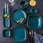 CARA square dinner plate - midnight green - Serving plate, rice plate, ceramic dinner plates| Plates for dining table & home decor