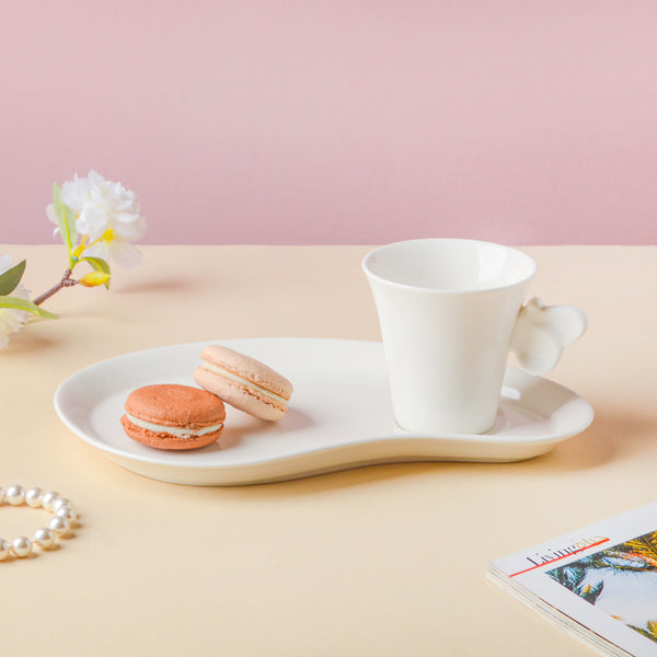 Riona Butterfly Snack Plate and Cup Set White