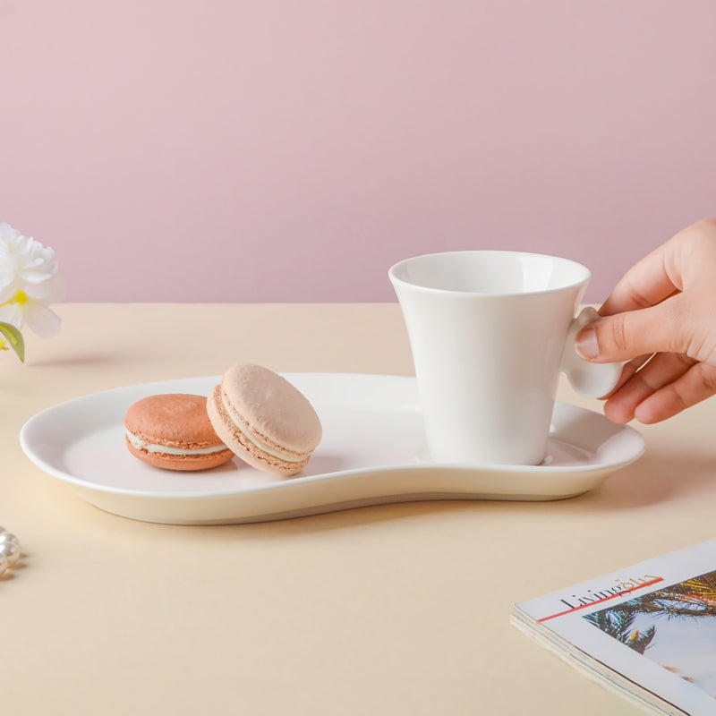 Riona Butterfly Snack Plate and Cup Set White- Tea cup, coffee cup, cup for tea | Cups and Mugs for Office Table & Home Decoration