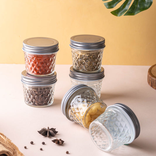 Textured Mason Jar Small Set of 6 - Jar