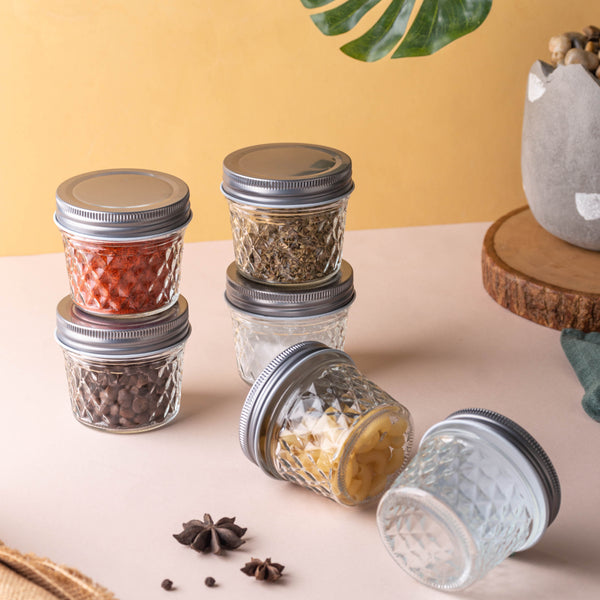 Textured Mason Jar Small Set of 6