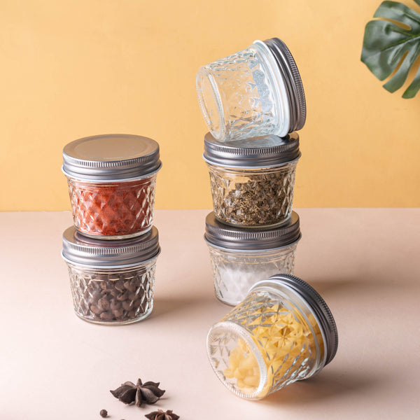 Textured Mason Jar Small Set of 6