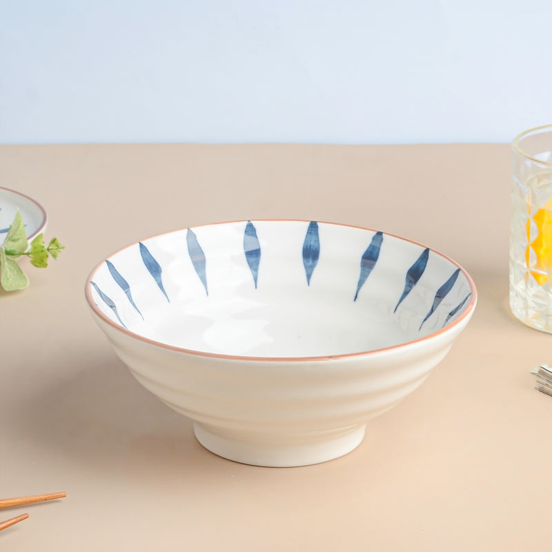 Teardrop Textured Ramen Bowl Blue 550 ml - Soup bowl, ceramic bowl, ramen bowl, serving bowls, salad bowls, noodle bowl | Bowls for dining table & home decor