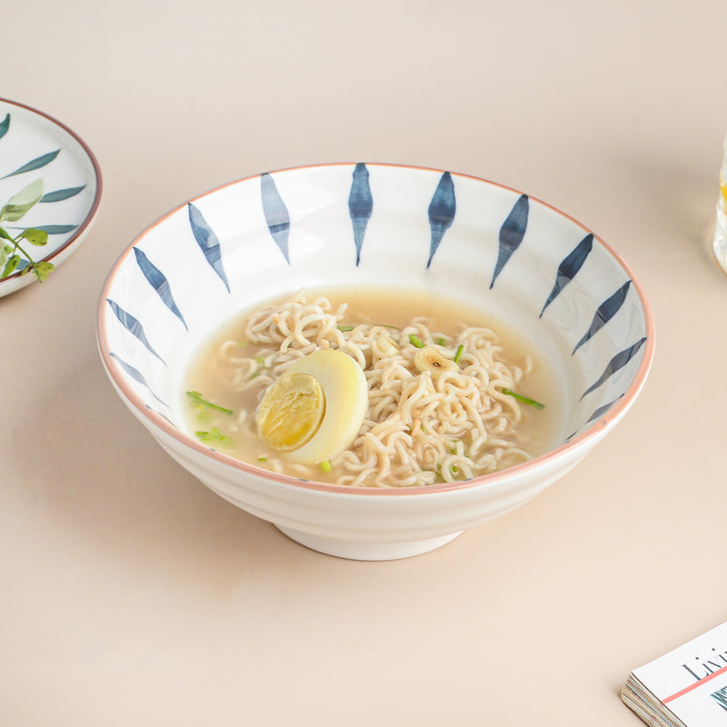 Teardrop Textured Ramen Bowl Blue 550 ml - Soup bowl, ceramic bowl, ramen bowl, serving bowls, salad bowls, noodle bowl | Bowls for dining table & home decor