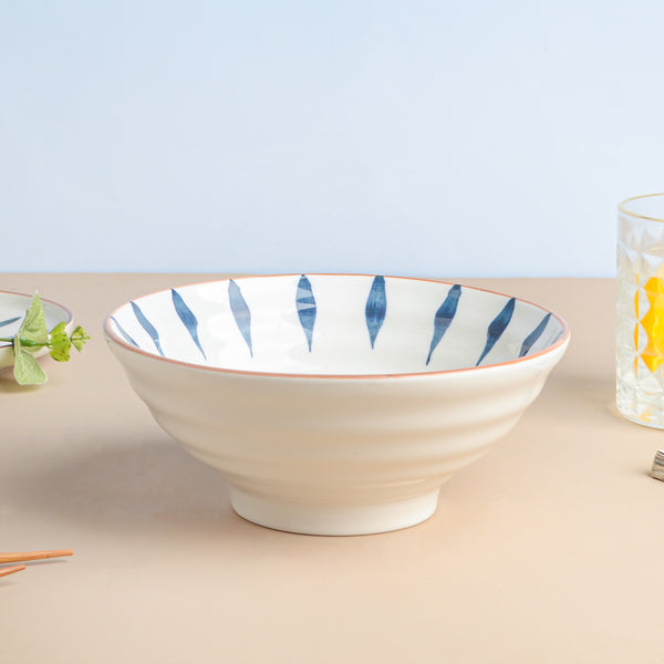 Teardrop Textured Ramen Bowl Blue 550 ml - Soup bowl, ceramic bowl, ramen bowl, serving bowls, salad bowls, noodle bowl | Bowls for dining table & home decor