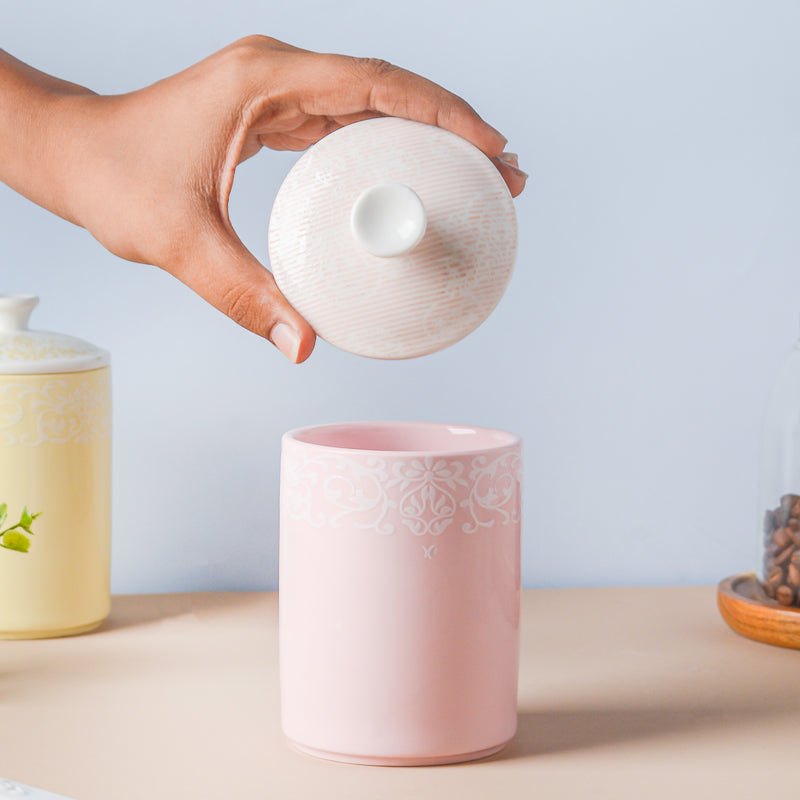 Riona Floral Ceramic Canister Pink - Jar