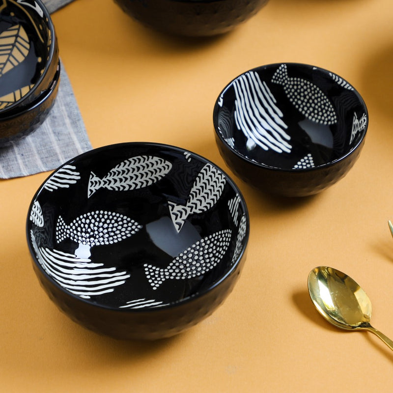 Natura Bowls Black - Bowl, ceramic bowl, serving bowls, noodle bowl, salad bowls, bowl for snacks, large serving bowl | Bowls for dining table & home decor