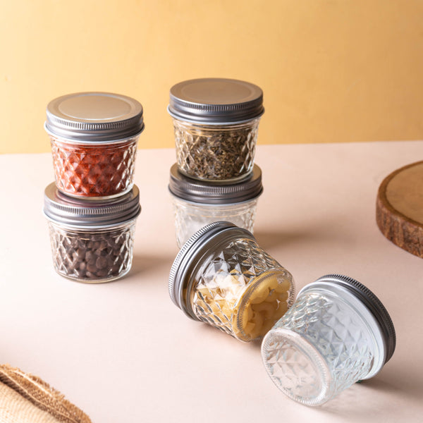 Textured Mason Jar Small Set of 6