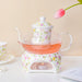 Daffodil Yellow And Pink Glass Teapot With Warmer Base 700 ml - Teapot, teapot with warmer | Teapot for Dining table & Home decor