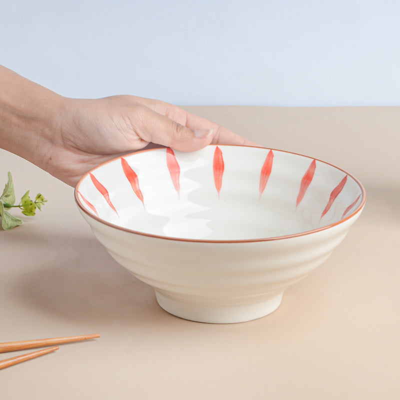 Teardrop Textured Ramen Bowl Red 550 ml - Soup bowl, ceramic bowl, ramen bowl, serving bowls, salad bowls, noodle bowl | Bowls for dining table & home decor
