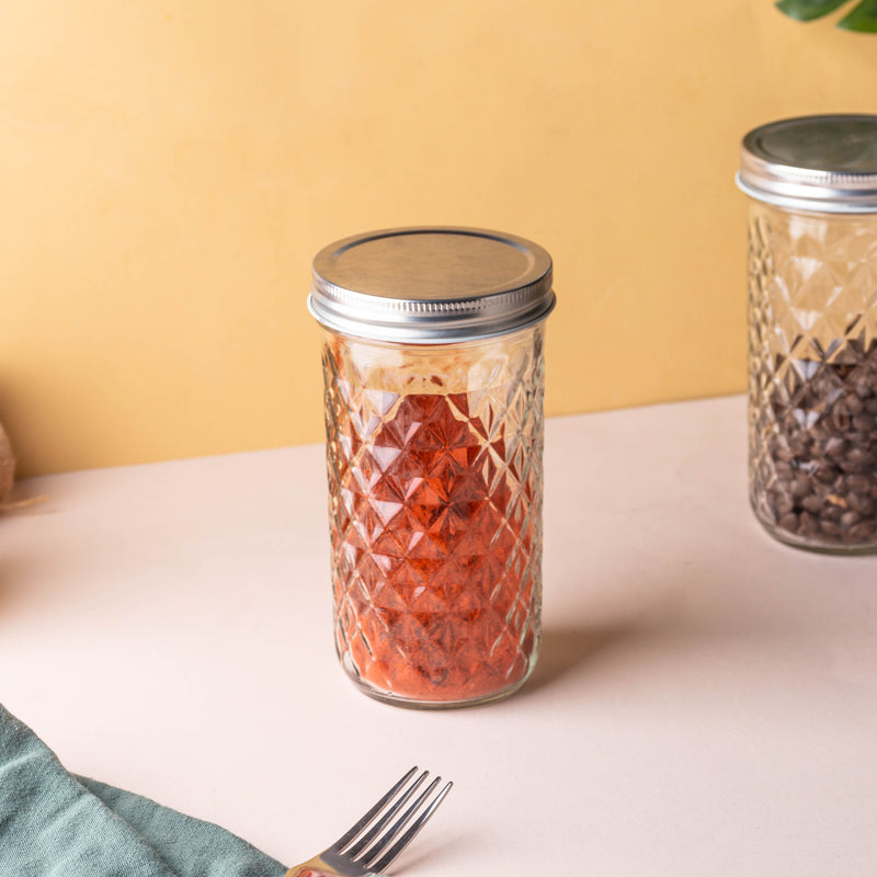 Textured Mason Jar Large Set of 4 - Jar