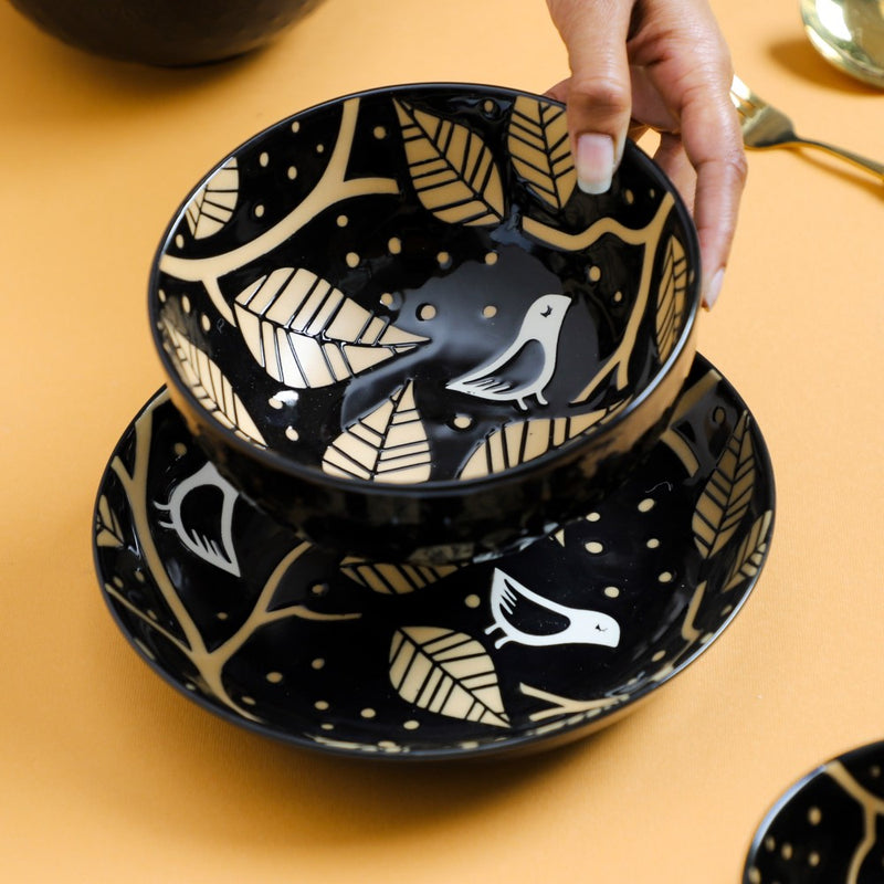 Natura Bowls Black - Bowl, ceramic bowl, serving bowls, noodle bowl, salad bowls, bowl for snacks, large serving bowl | Bowls for dining table & home decor