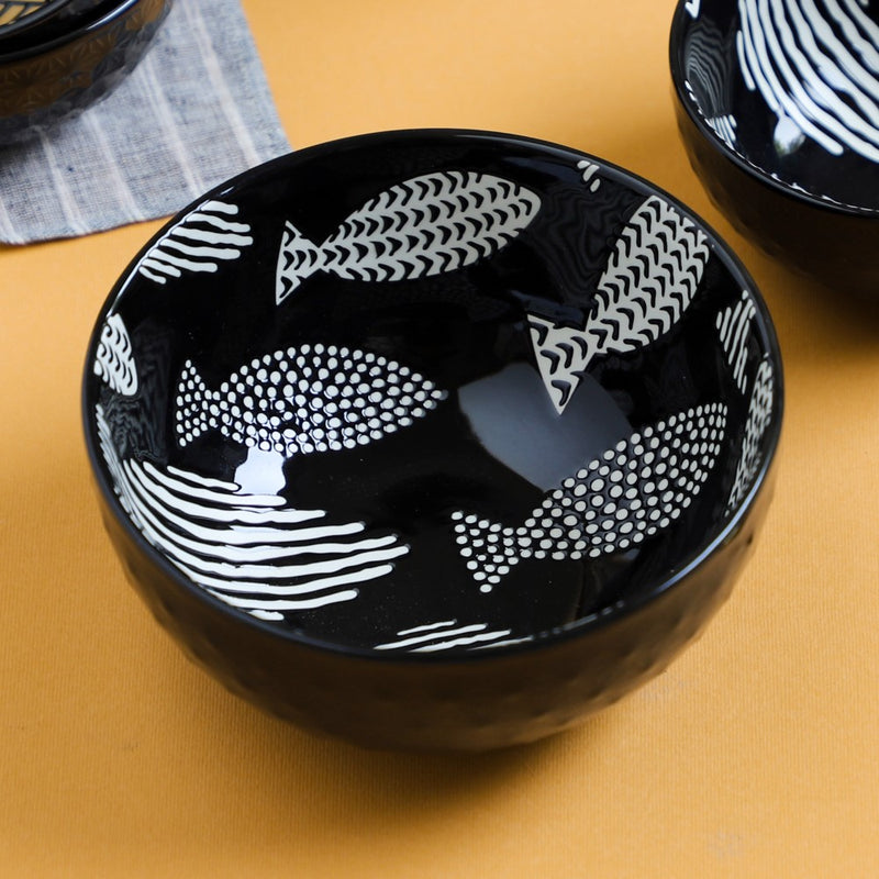 Natura Bowls Black - Bowl, ceramic bowl, serving bowls, noodle bowl, salad bowls, bowl for snacks, large serving bowl | Bowls for dining table & home decor