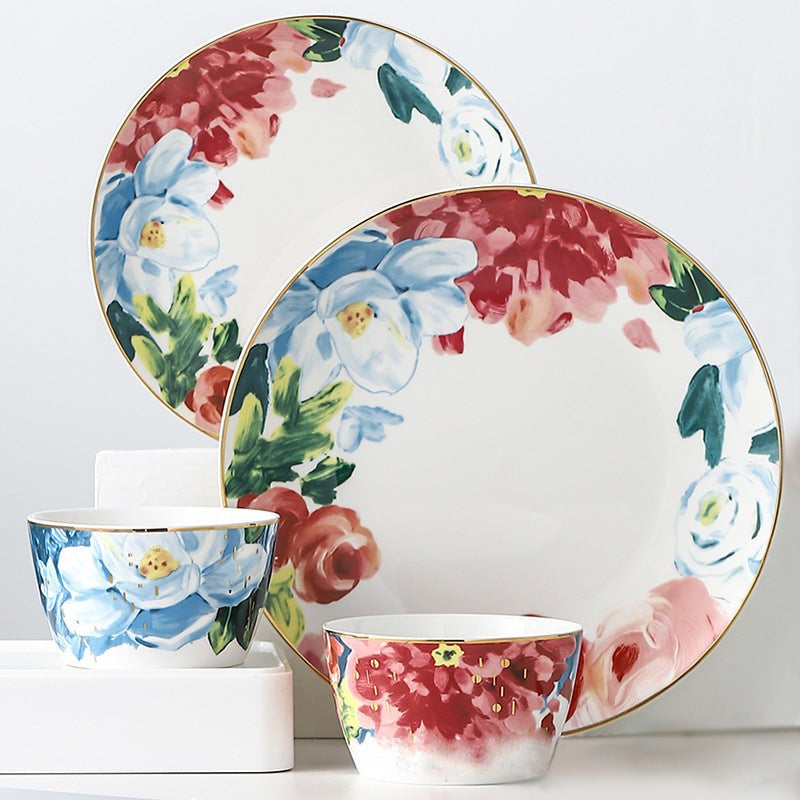 Floral Dinner Plate - Serving plate, lunch plate, ceramic dinner plates| Plates for dining table & home decor
