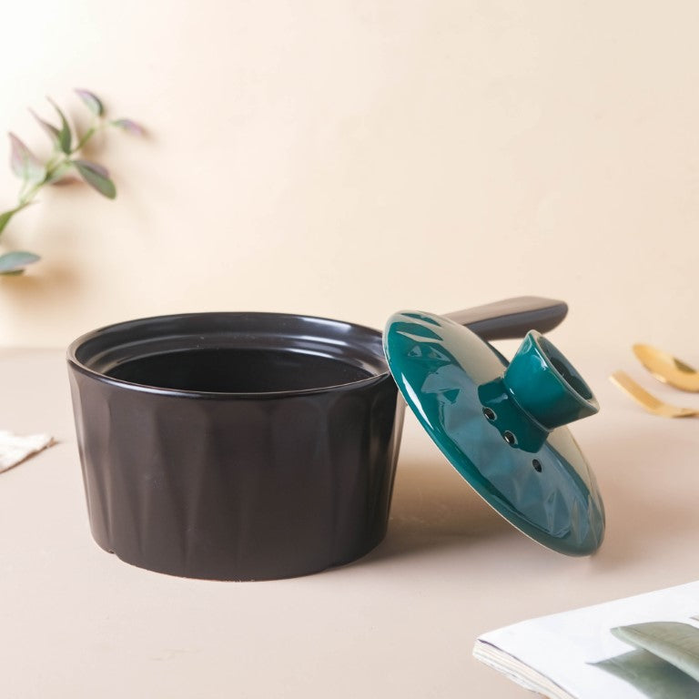 Cook and Serve Ceramic Cookware with Lid and Handle - Cooking Pot