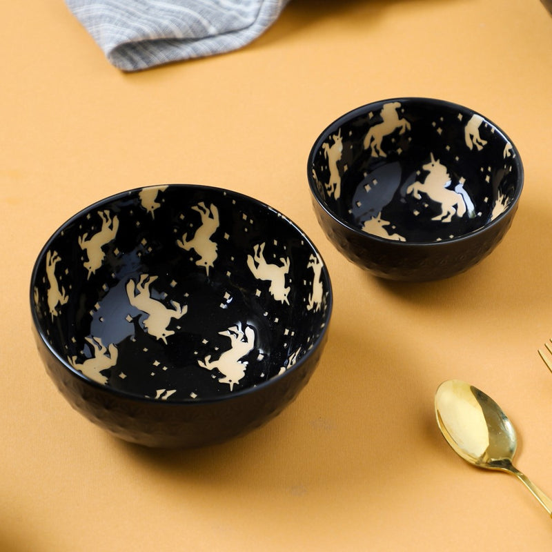Natura Bowls Black - Bowl, ceramic bowl, serving bowls, noodle bowl, salad bowls, bowl for snacks, large serving bowl | Bowls for dining table & home decor