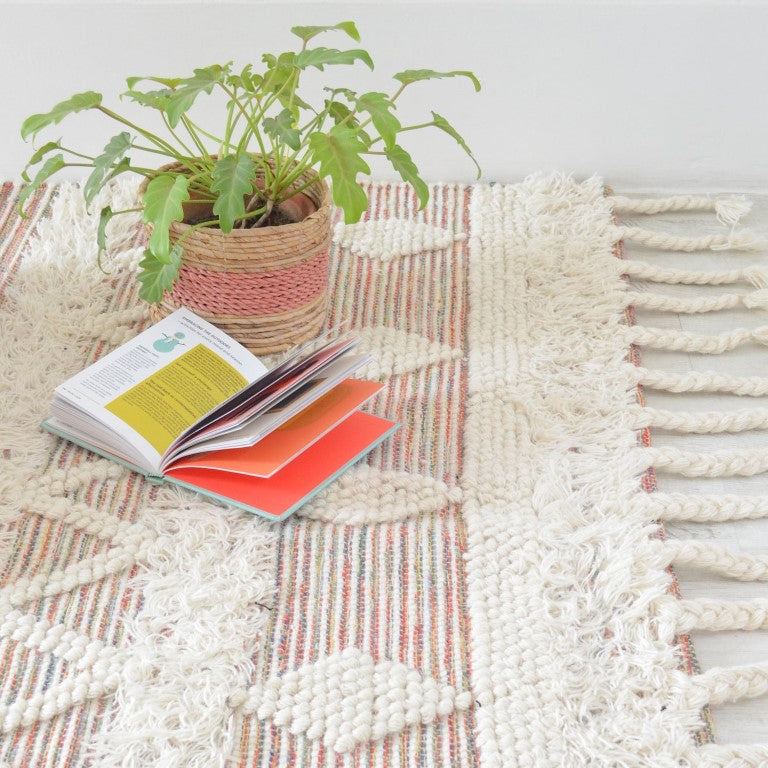 BOHO Ezra Hand Woven Rug - Multicolour & Natural White