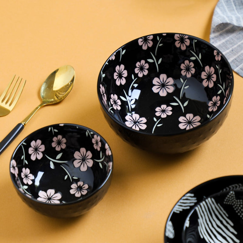 Natura Bowls Black - Bowl, ceramic bowl, serving bowls, noodle bowl, salad bowls, bowl for snacks, large serving bowl | Bowls for dining table & home decor