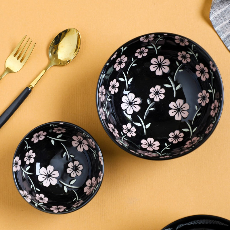 Natura Bowls Black - Bowl, ceramic bowl, serving bowls, noodle bowl, salad bowls, bowl for snacks, large serving bowl | Bowls for dining table & home decor