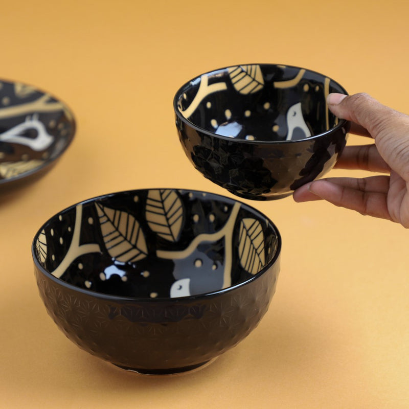 Natura Bowls Black - Bowl, ceramic bowl, serving bowls, noodle bowl, salad bowls, bowl for snacks, large serving bowl | Bowls for dining table & home decor