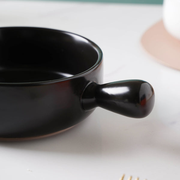 Black Sesame Baking Pan With Handle - Kitchen utensil, salad bowls, noodle bowl | Bowls for dining table & home decor
