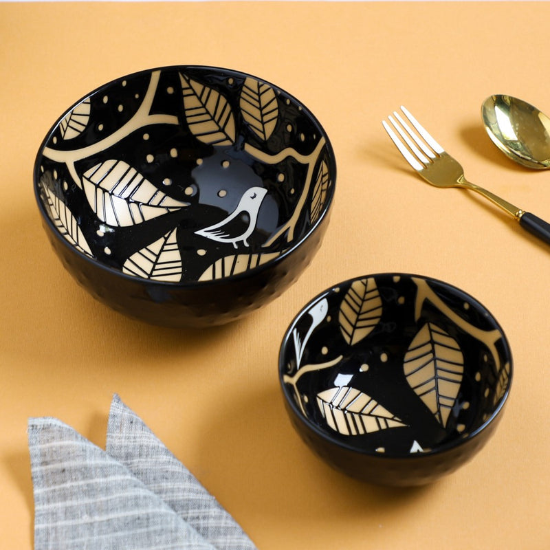 Natura Bowls Black - Bowl, ceramic bowl, serving bowls, noodle bowl, salad bowls, bowl for snacks, large serving bowl | Bowls for dining table & home decor