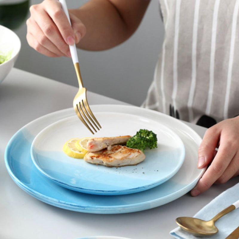 Ombre Dinner Plate Blue 10 Inch - Serving plate, lunch plate, ceramic dinner plates| Plates for dining table & home decor